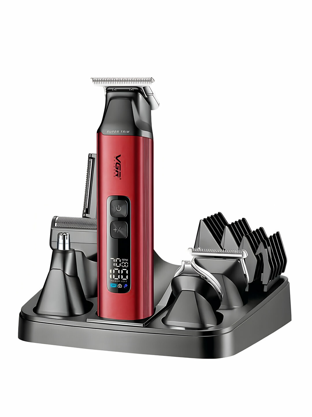 Машинка Электробритва для стрижки волос VGR V-117, триммер для бороды и носа, набор и насадки для бритья — фото 1