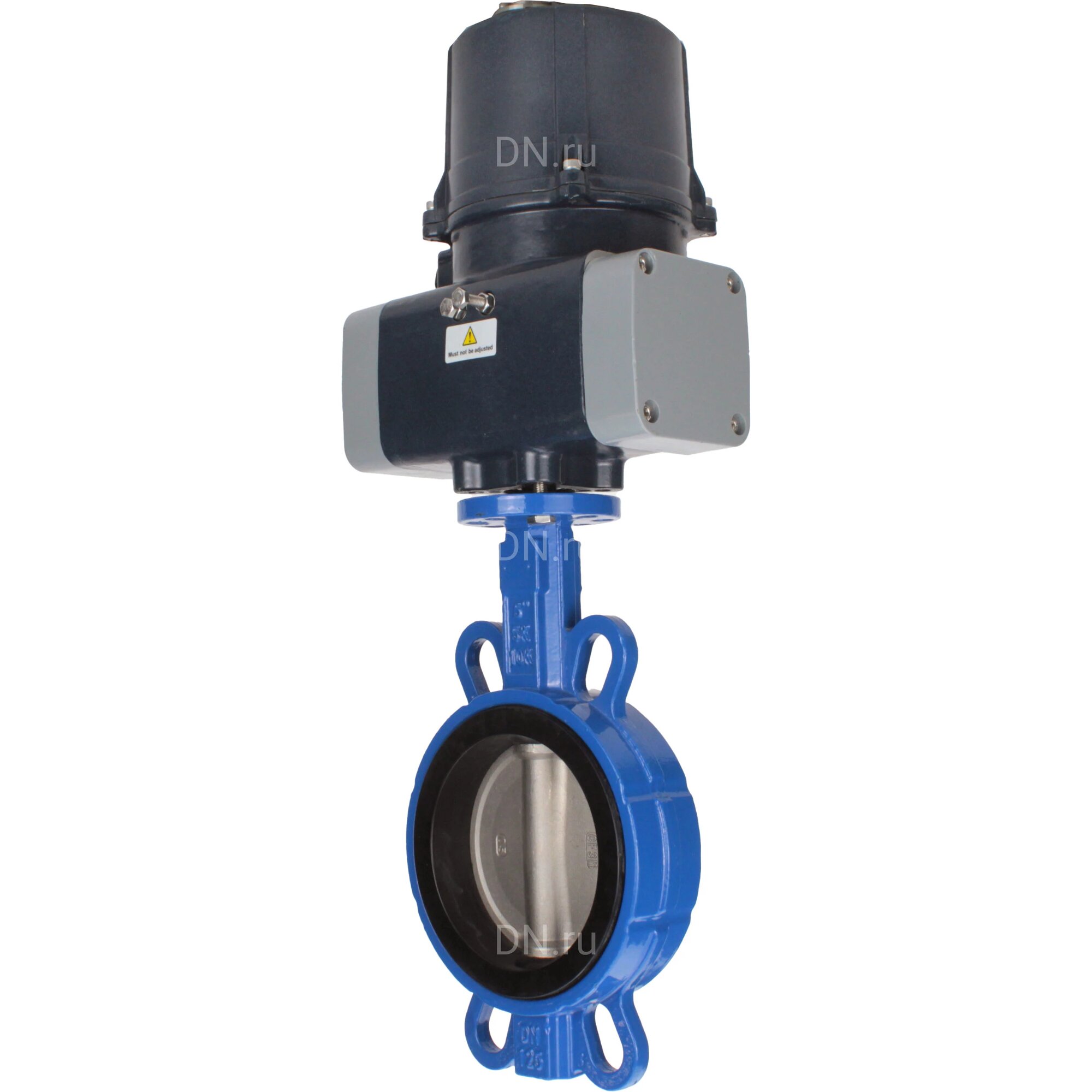 Затвор дисковый поворотный для абразивных сред DN.ru QT450-316-EPDM-2W-Fb-H Ду100 Ру16 межфланцевый, корпус - чугун QT450, диск - нержавеющая сталь 316L, уплотнение - EPDM, с электроприводом четвертьоборотным DN. ru ЭПВП-005 220В с пружинным возвратом