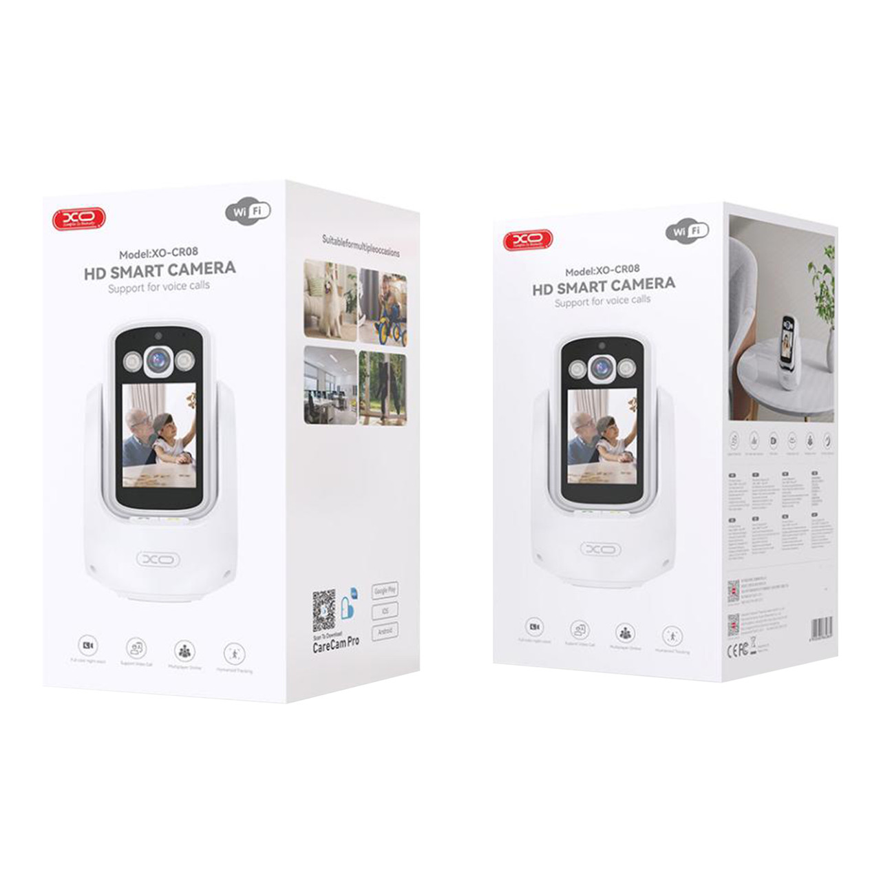 Смарт камера XO CR08 1080p Wi-Fi, поворотная 350°, ночное видение, белая