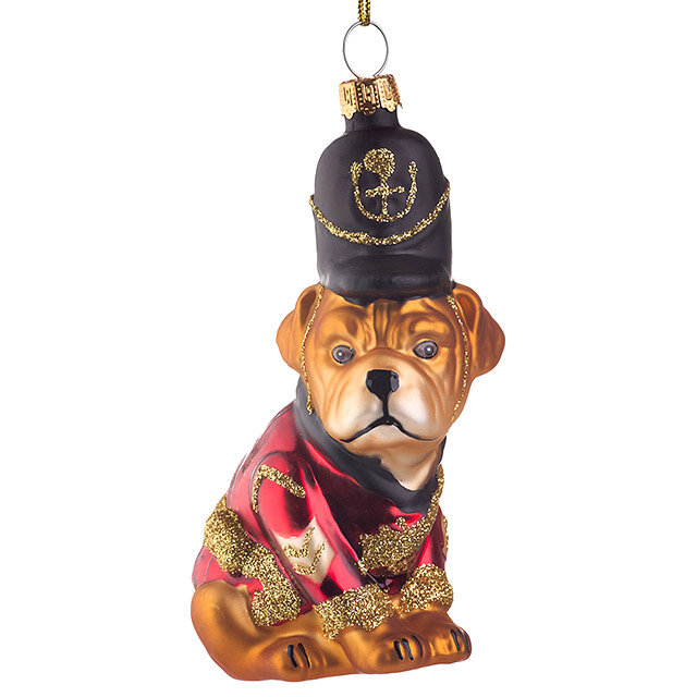 Елочная игрушка Бульдог - Королевский Гвардеец 12 см, стекло, Edelman, 1071409-1