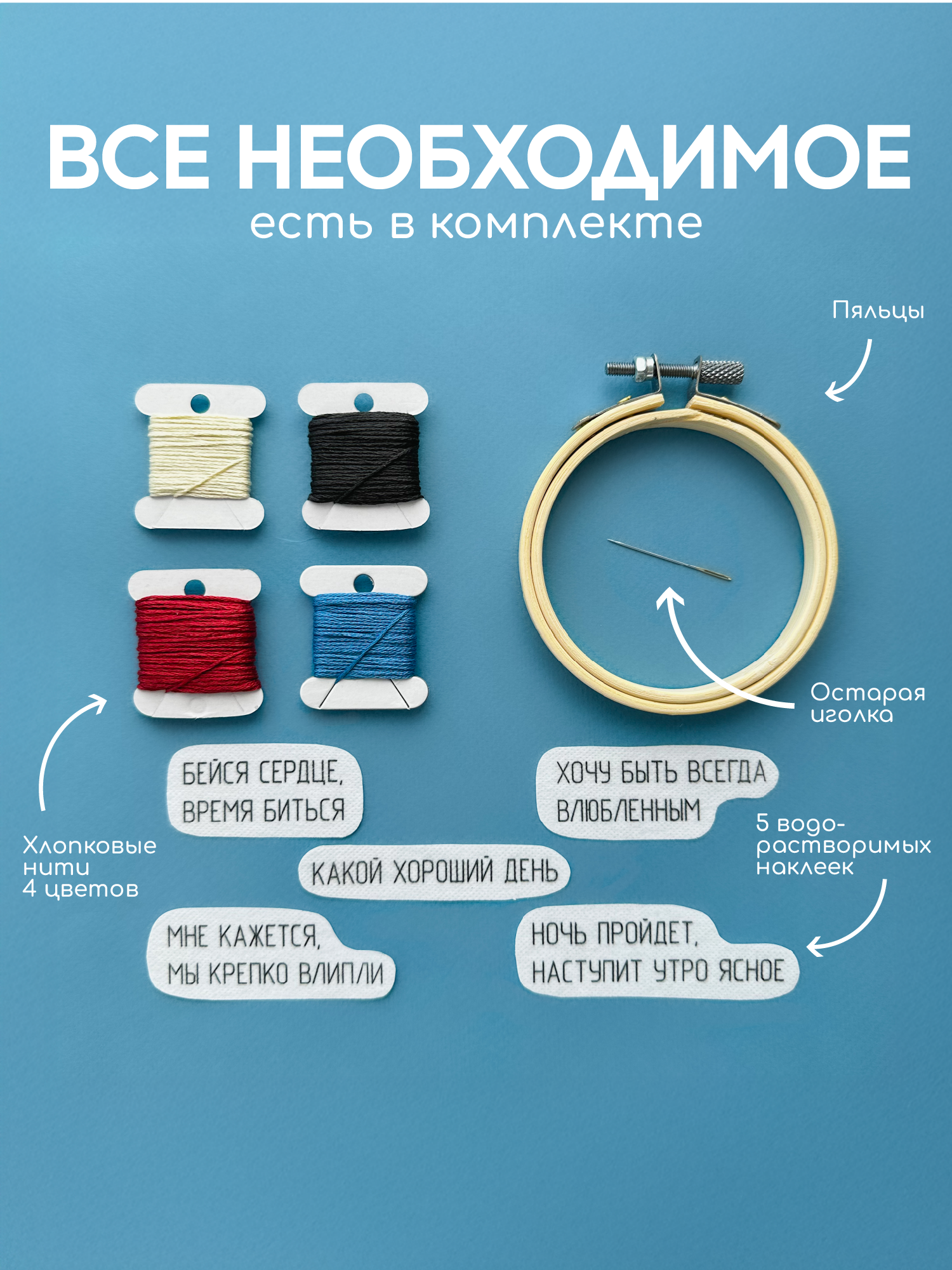 Набор для вышивания на одежде Не белый лист "Sound of your soul" вышивка на одежде, водорастворимая канва — фото 1