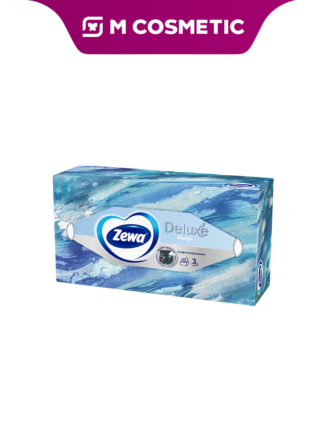 Салфетки Zewa Family Deluxe Design, бумажные, 3-слойные, 90 штук