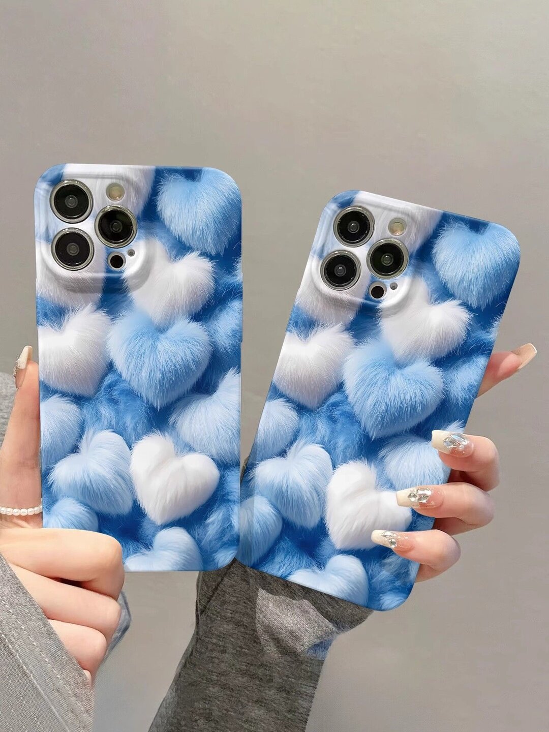 Чехол "Синие сердечки", для iPhone, с рисунком, синий, белый — фото 1