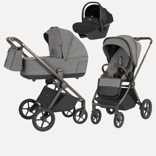 Изображение товара Коляска Carrello Ultra, 3 в 1, люлька, шасси, прогулочный блок, автолюлька, серая