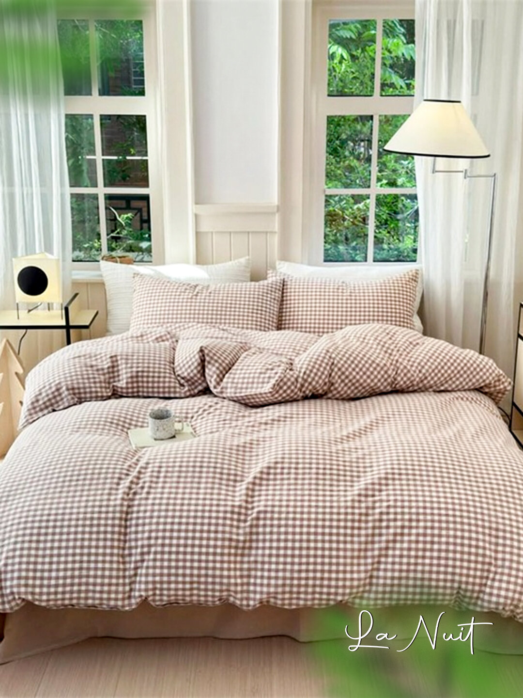 Комплект постельного белья, 2-спальный, La Nuit, 100% хлопок, в клетку, Китай