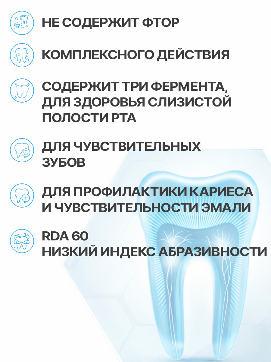 Зубная паста CURAPROX Enzycal Zero, без фтора, для чувствительных зубов 75 мл — фото 1