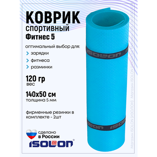 Коврик для фитнеса и гимнастики Isolon Fitness 5 мм, голубой