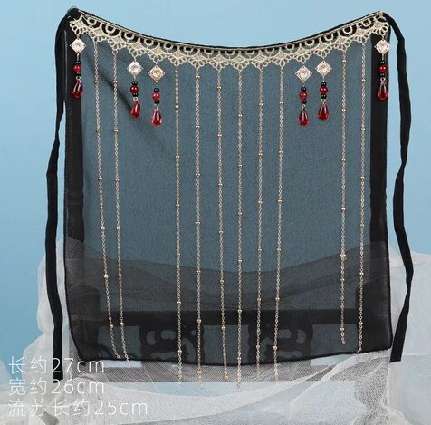 Черная китайская фата с подвесками, Metal color: 6