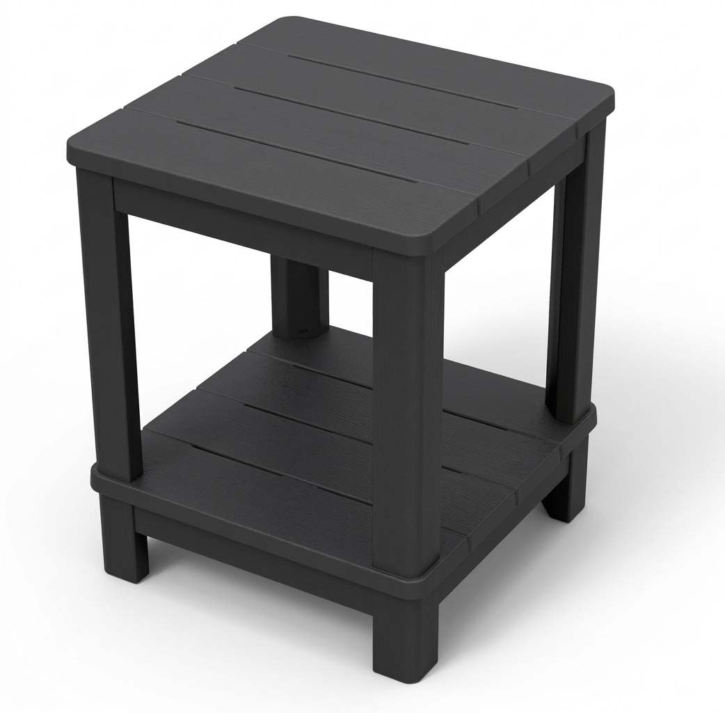 Столик KETER Deluxe Side Table 17211458, квадратный, пластиковый, длина 42 см, черный