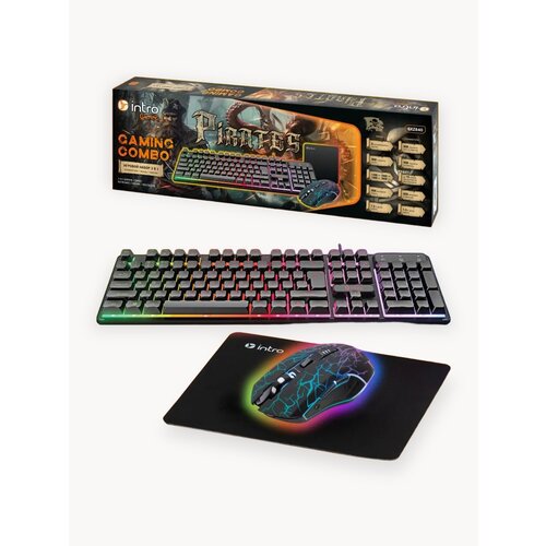 Игровой набор проводной Intro GXZ840 клавиатура мышь коврик 1464₽