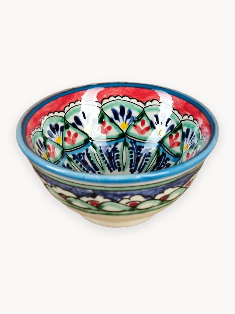 Пиала чайная Риштанская керамика "Узоры" большая, 11 см, микс