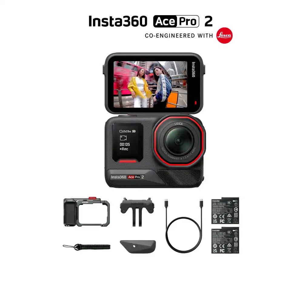 Экшн-камера Insta360 Ace Pro 2 Dual Battery, Xplorer Bundle (Midnight Black)