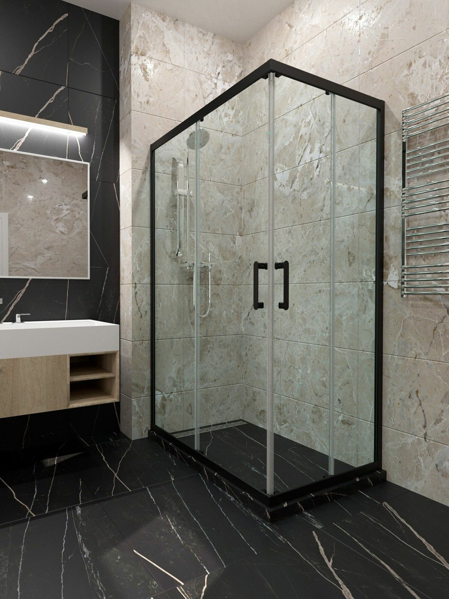 Душевой уголок Triton 120х80 Фикс-Блэк без поддона