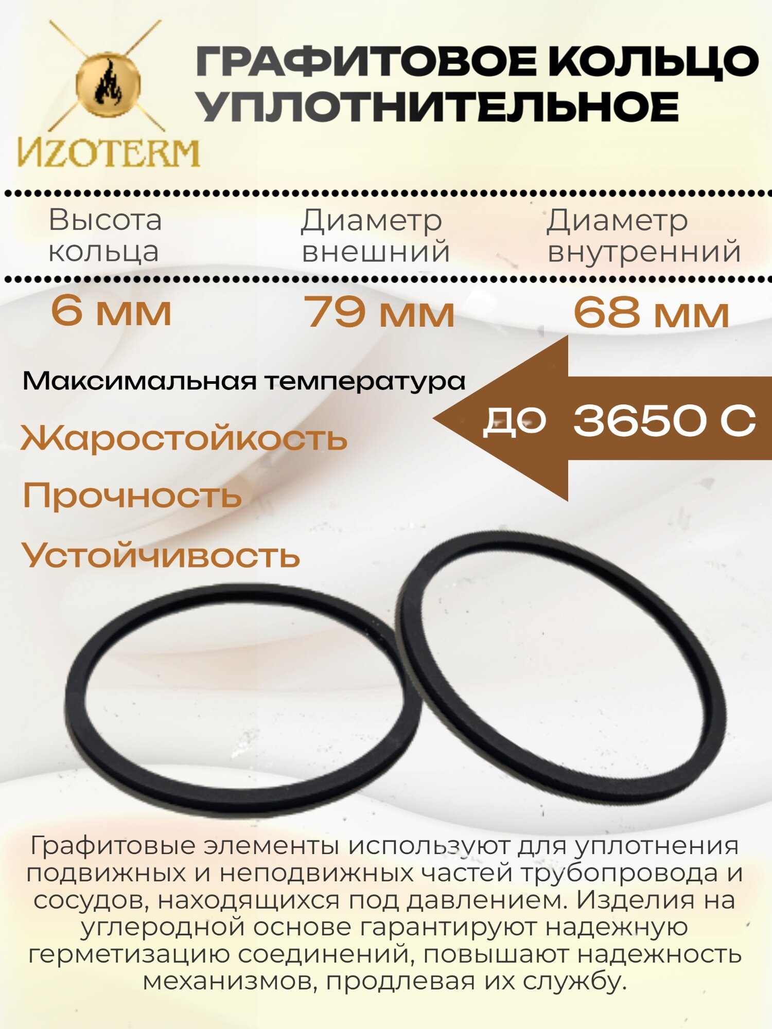 Кольцо графитовое уплотнительное 79х68х6мм