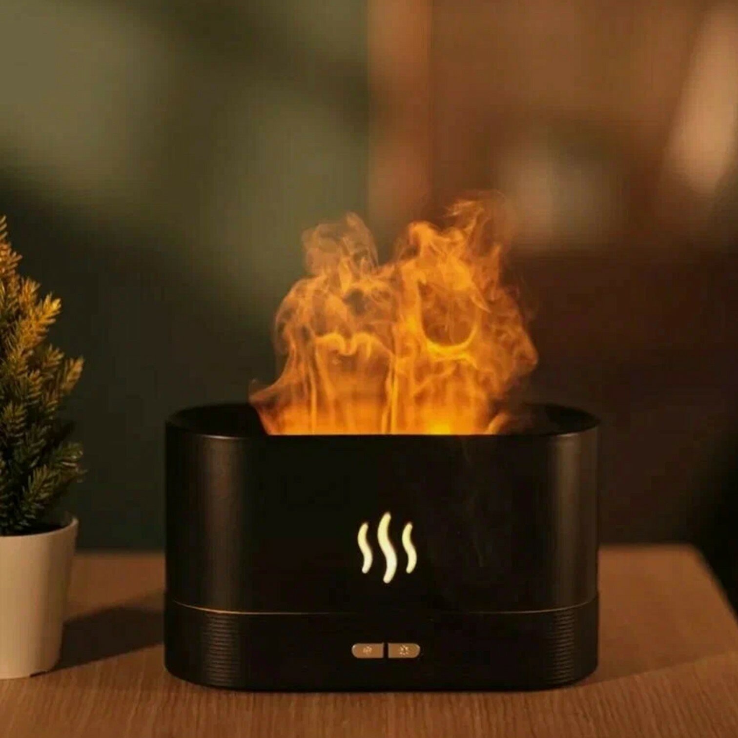 Мини увлажнитель воздуха камин аромодиффузор, черный