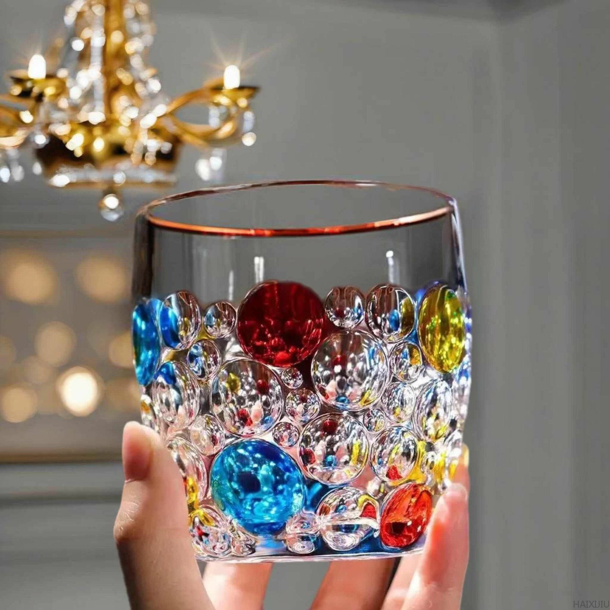 Стакан для воды, коктейлей, напитков, стеклянный со стеклянными камнями с 300 млHAIXIJIU