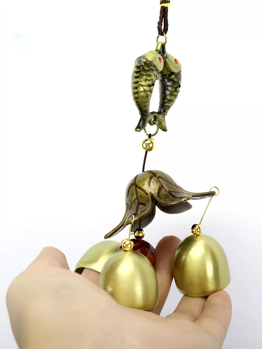 Колокольчик на дверь магазина металлический Рыбы винтажный подвесной — фото 1