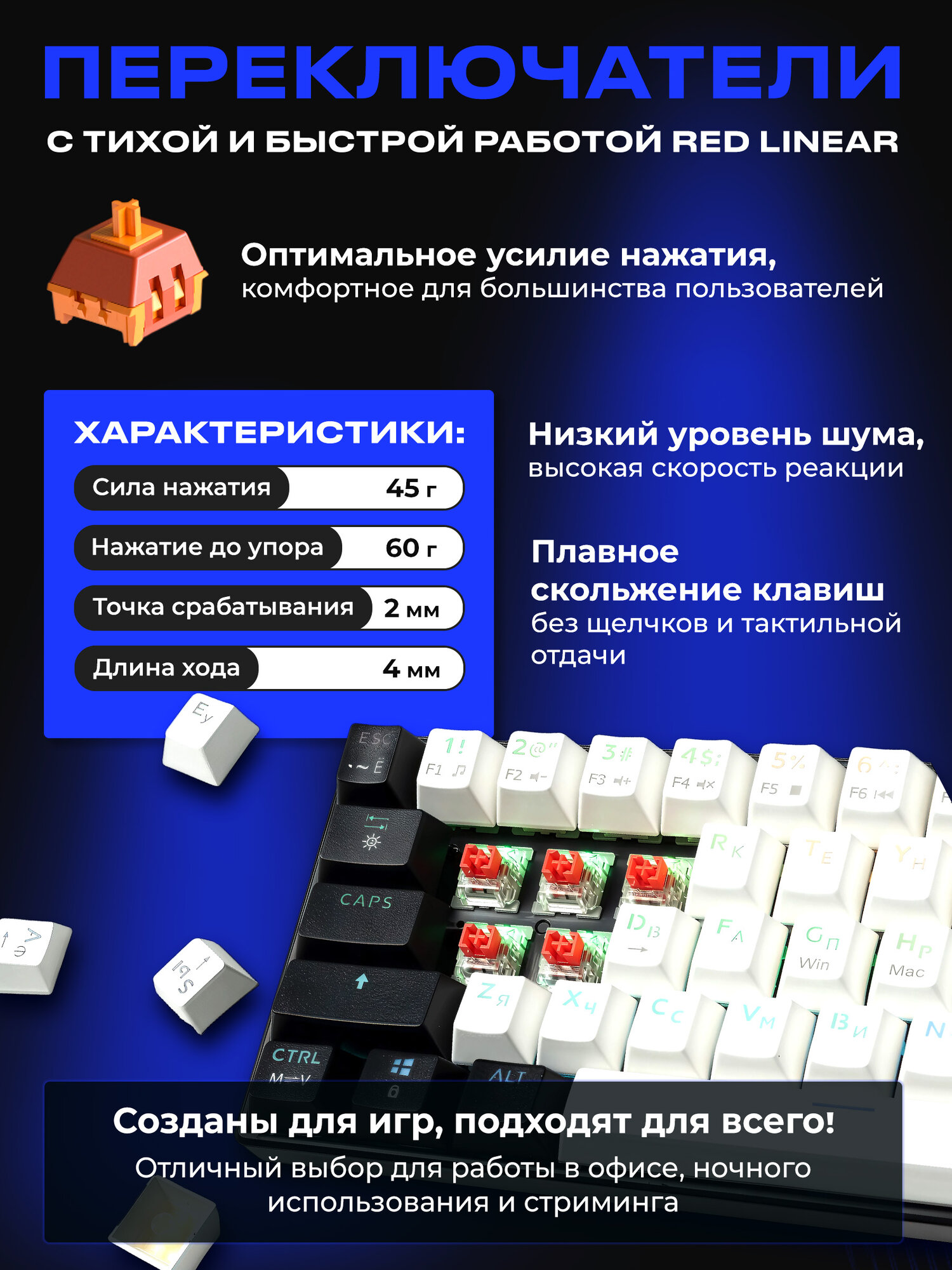 Игровая механическая клавиатура для компьютера URZUS Matrix R с подсветкой (UR-5317112) — фото 1