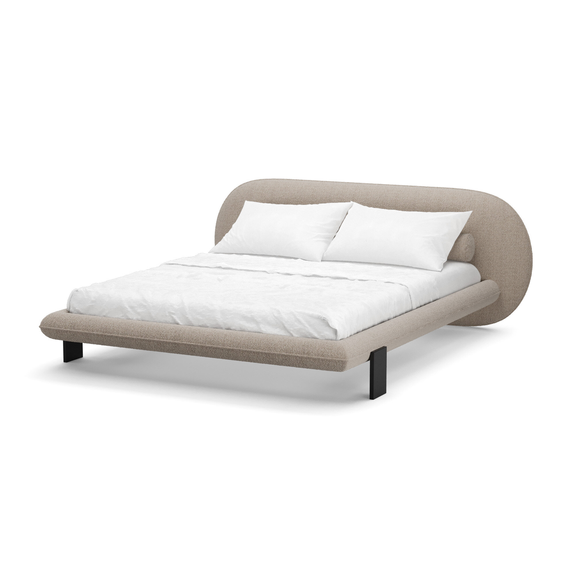 Кровать PLACE FREEDOM Lucia 160, двуспальная, букле, бежевый, 160х240х90 см