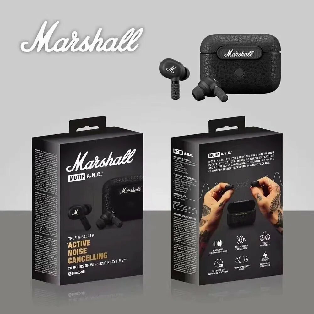 Наушники беспроводные с микрофоном Marshall Minor III, USB Type-C, черный
