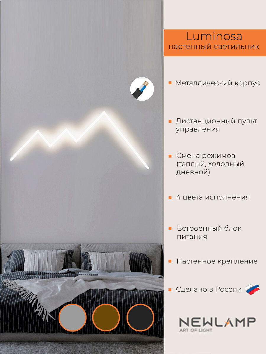 Настенный светильник Luminosa 120см, белый, LED, диммируемый, пульт ДУ, без вилки