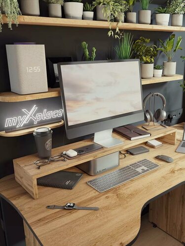 Изображение товара Подставка для монитора настольная , универсальная, дуб вотан, для компьютера, большая