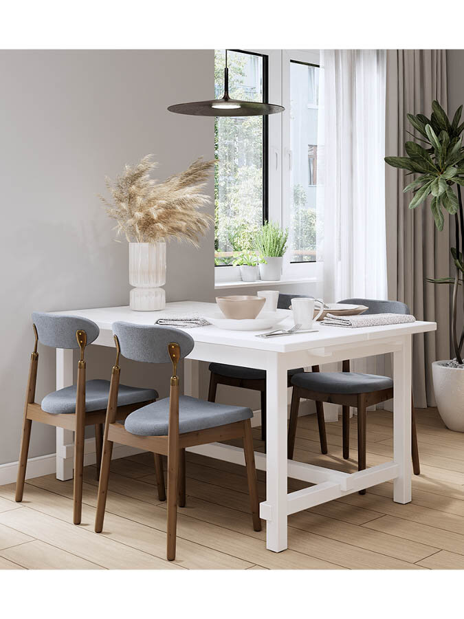 Стол обеденный деревянный 152x95х75 белый ДСП, прямоугольный — фото 1