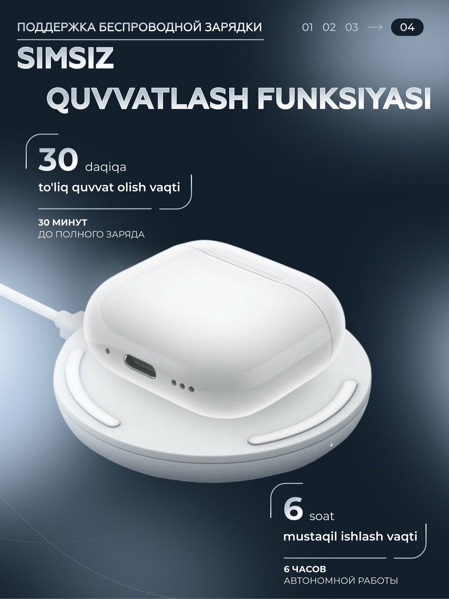 Беспроводные наушники Air Pods 4 (чип Hi-Fi), наушники премиум-класса для iPhone и Android, Airpod, Airpods