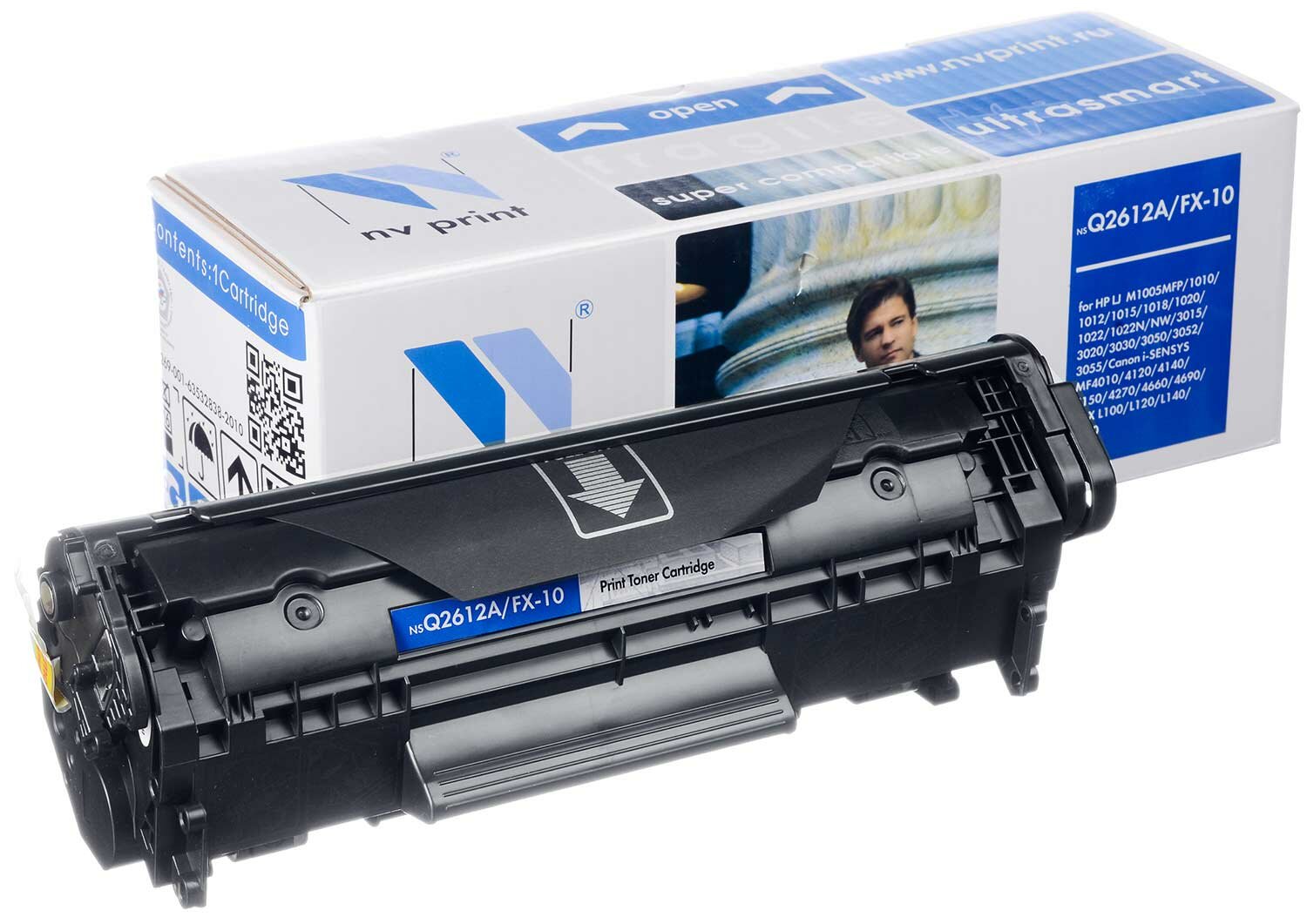 NV Print NV-Q2612A/FX10, Black тонер-картридж для HP LaserJet 1010/1015/1022/3020/Canon L100/M4010