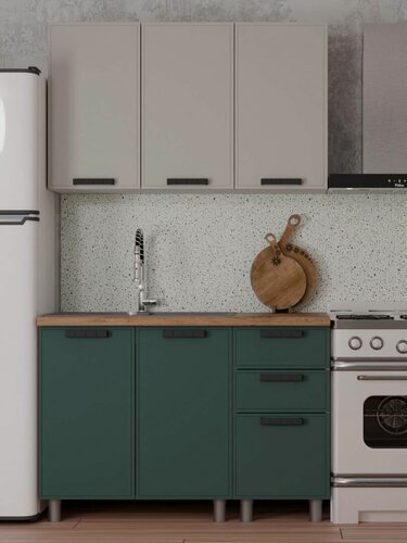 Изображение товара ARNIKA Кухонный гарнитур без столешницы, без ручек 2м Керамика/Изумруд мдф
