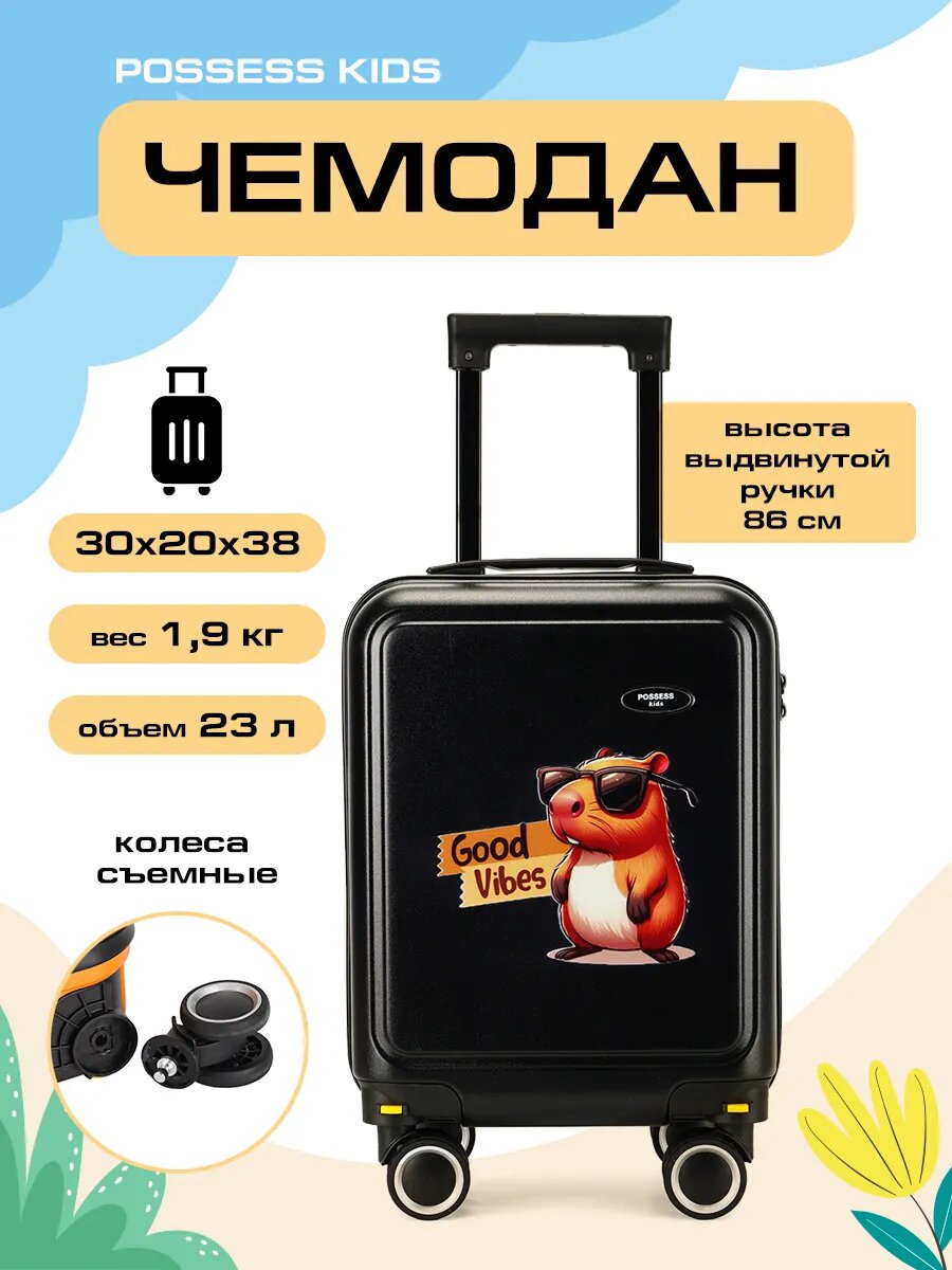 Чемодан POSSESS ручная кладь 30х38х20 см черный