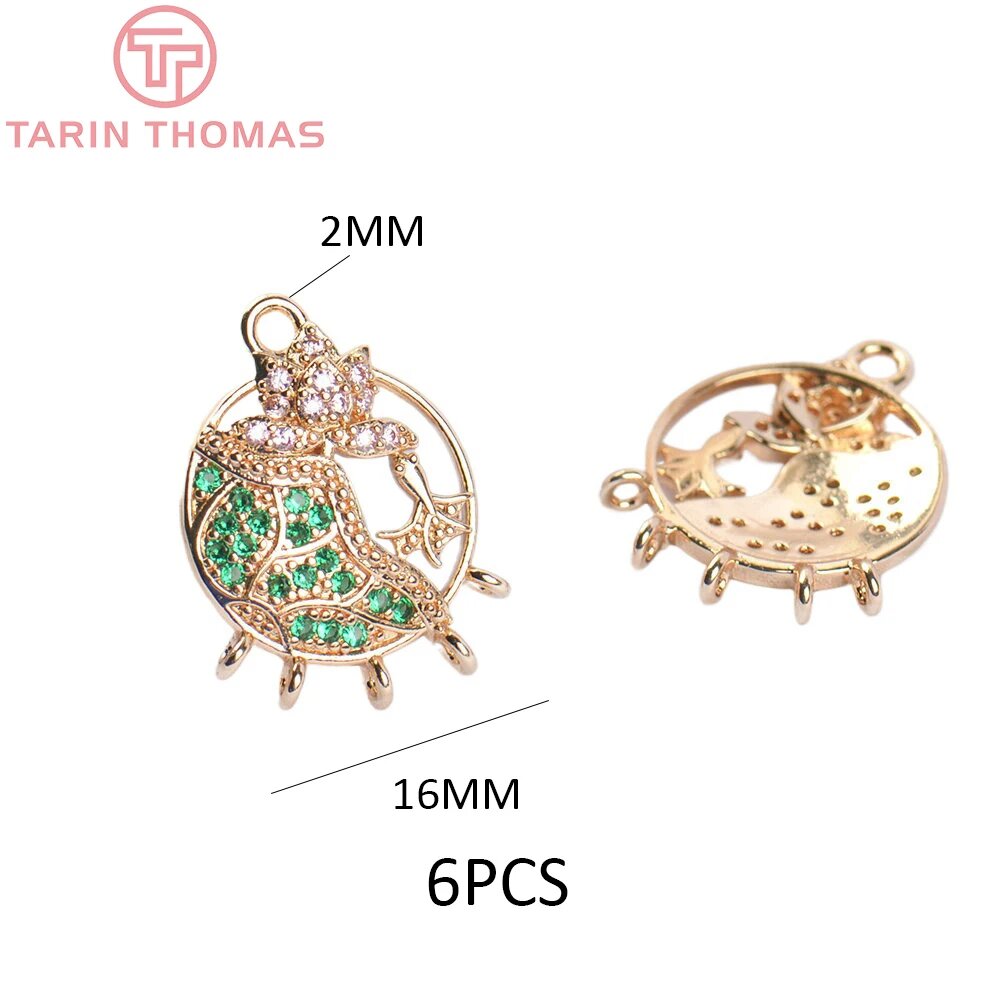 Подвески из латуни с цирконом Tiffany & Co, 6 шт. 5533-Champagne Gold