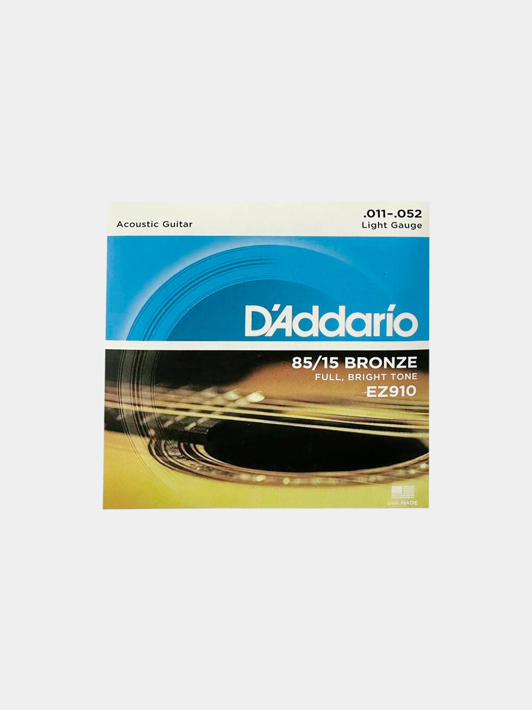 Струны для акустической гитары D'addario EZ910, Калибр 011-052, Бронза 85/15 + Медиатр