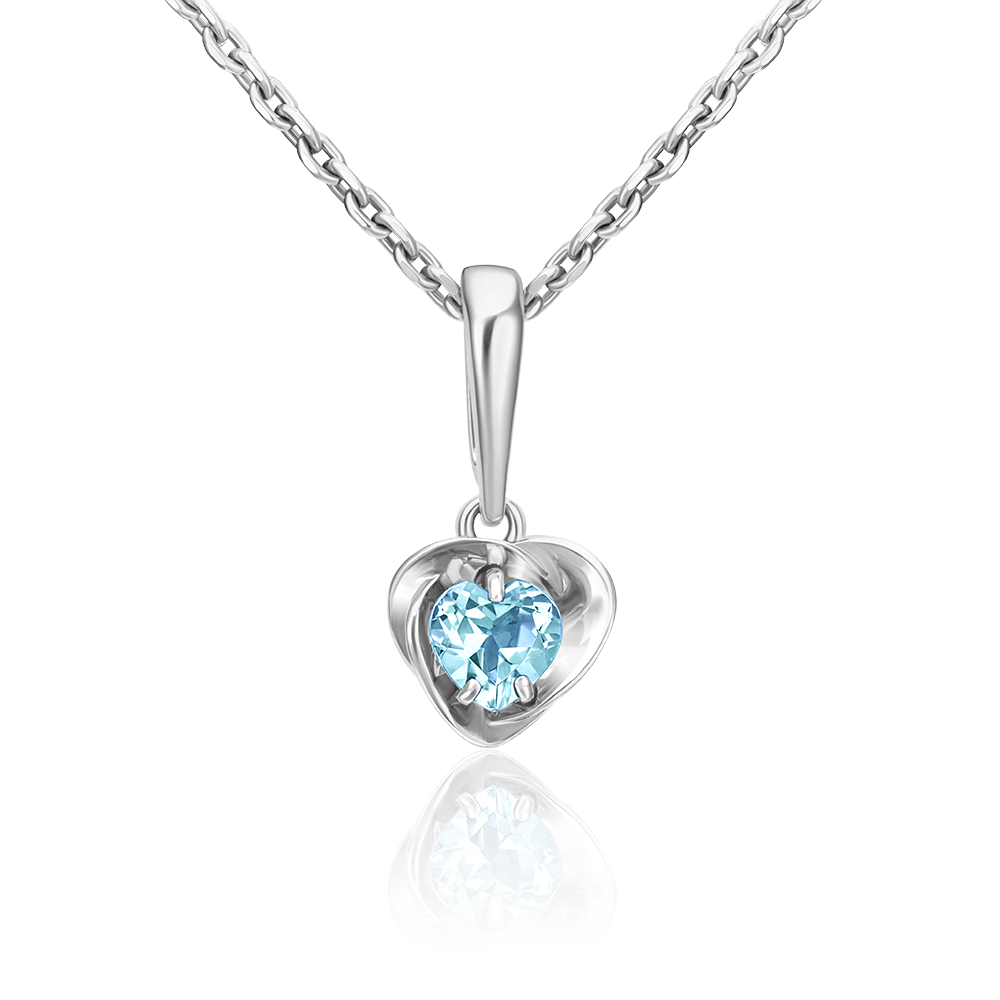 Подвеска PLATINA, белое золото, 585 проба, топаз