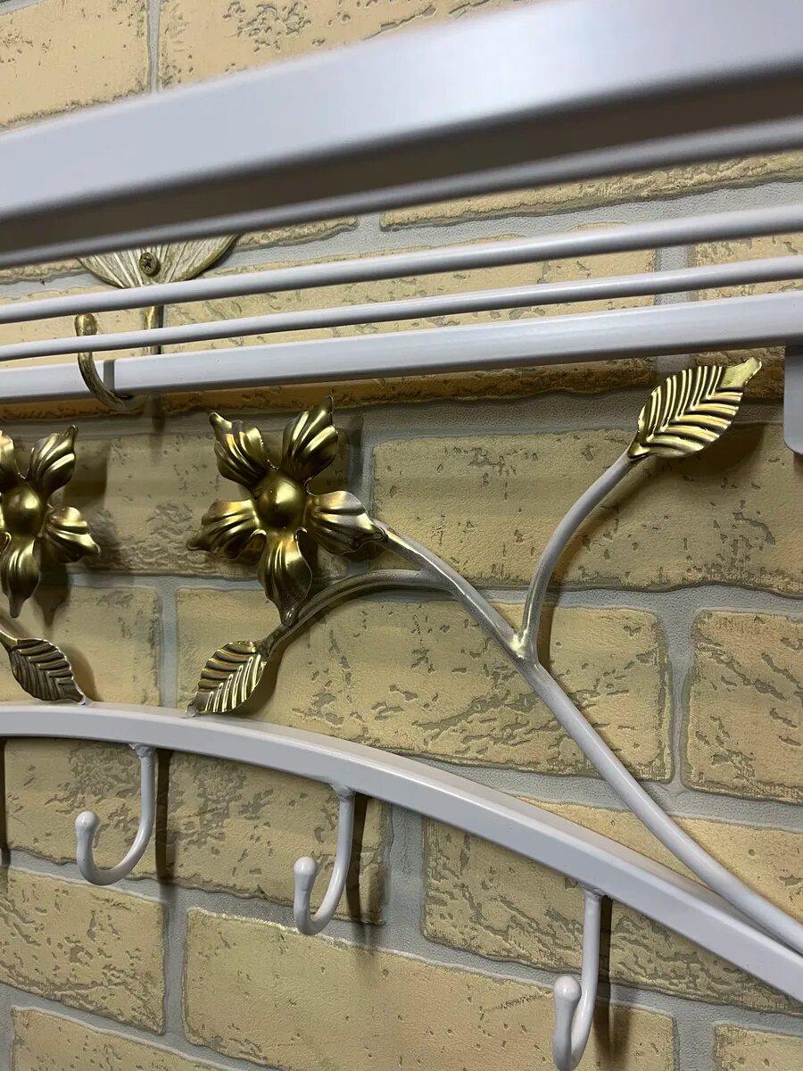Вешалка настенная, кованая, Студия кованой мебели Нива, цвет белый/бронзовый — фото 1