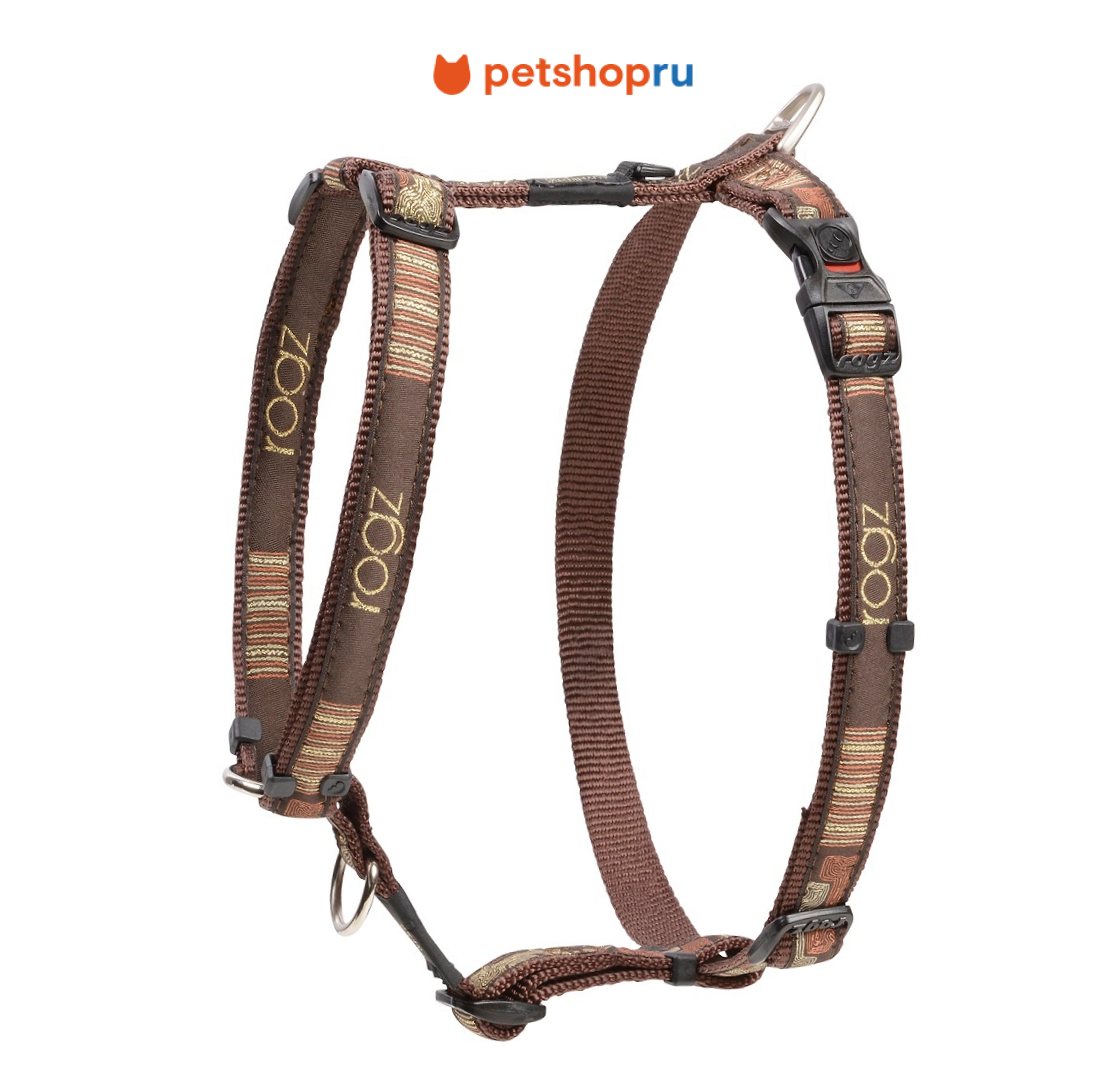 Rogz шлейка "Fancy dress", р-р S (23-37см), ш: 1,1 см, "Кофейные косточки"