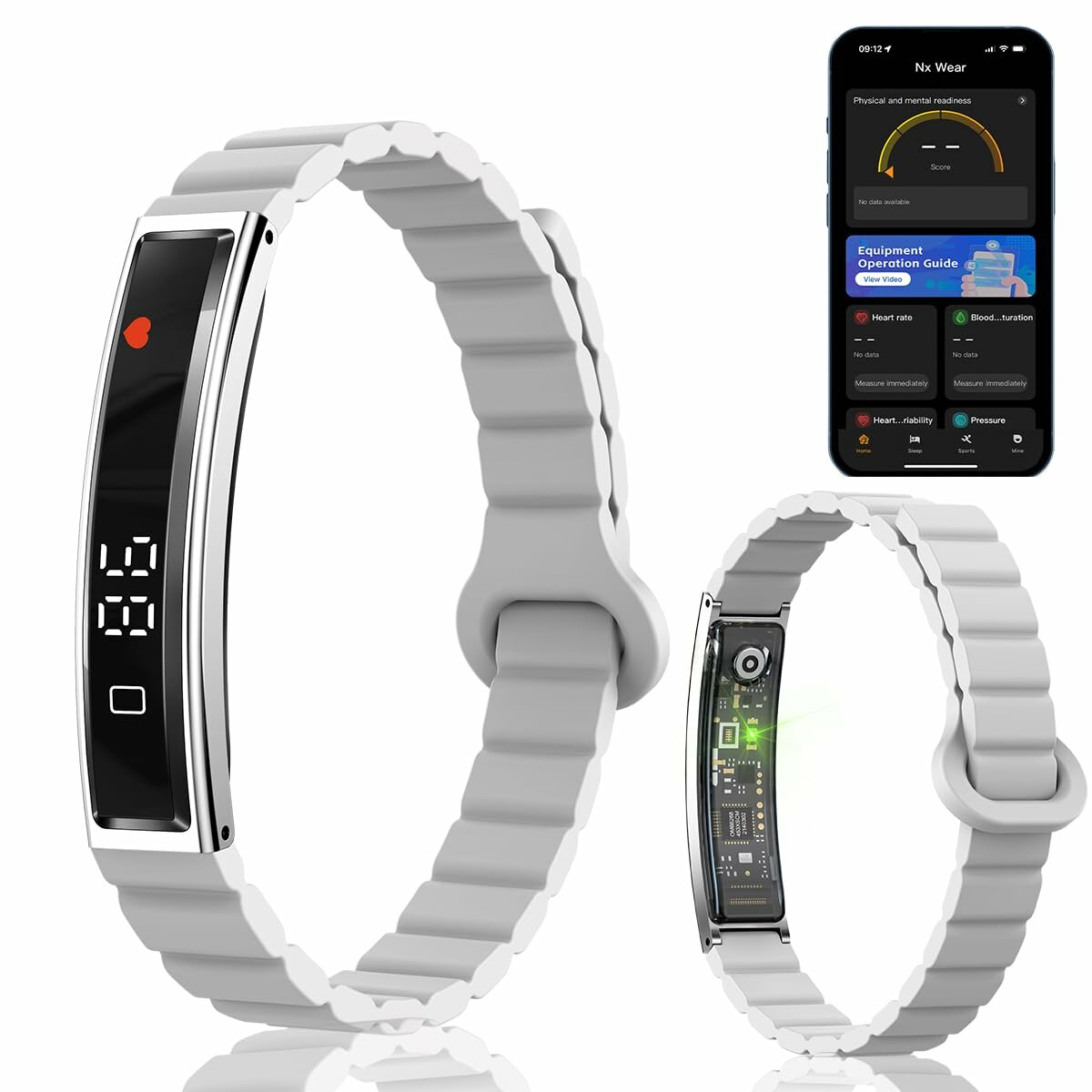 Популярный магнитный фитнесбраслет JITE для парного мониторинга здоровья выполнен из силикона вес 16.5 г