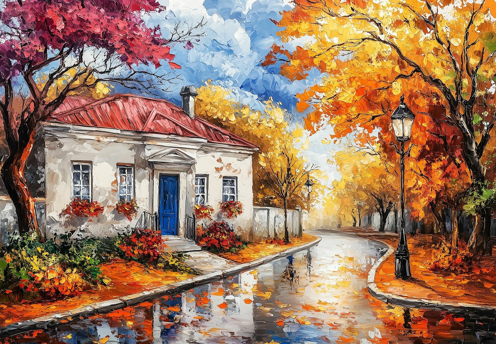 Пазл Алма деревянный 1000 деталей, элементов. Города и страны. Дождь в осеннем городе — фото 1