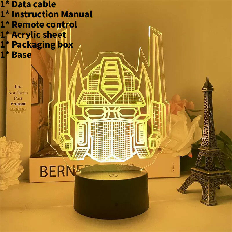 Transformers optimus prime lamborghini themed led night light with projection and remote control for gift and decor