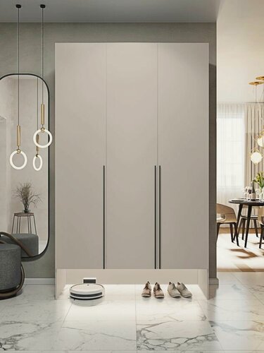 Изображение товара Casa Mia 90x55x250 см. Шкаф в прихожую распашной с подсветкой, 3-дверный, Кашемир, Ручка скоба 960 мм