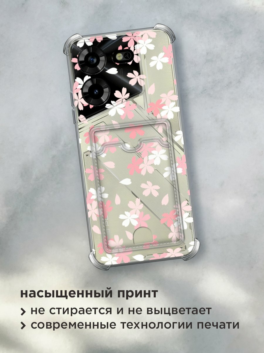Чехол на Tecno Pova 5 (Техно Пова 5) с картой и принтом "Весеннее цветение" — фото 1