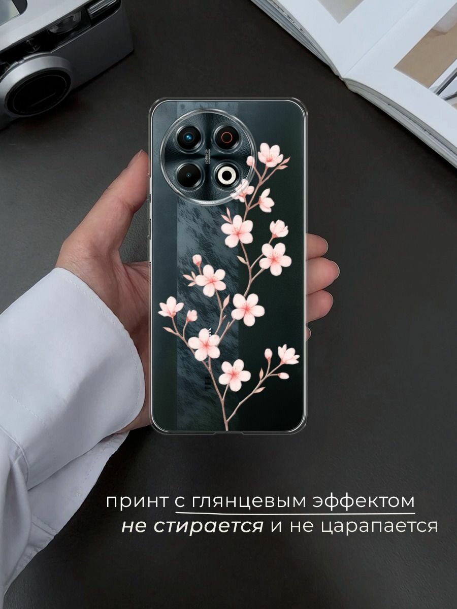 Чехол на Tecno Spark 30 Pro / Текно Спарк 30 Про с принтом "Веточка сакуры 2" — фото 1