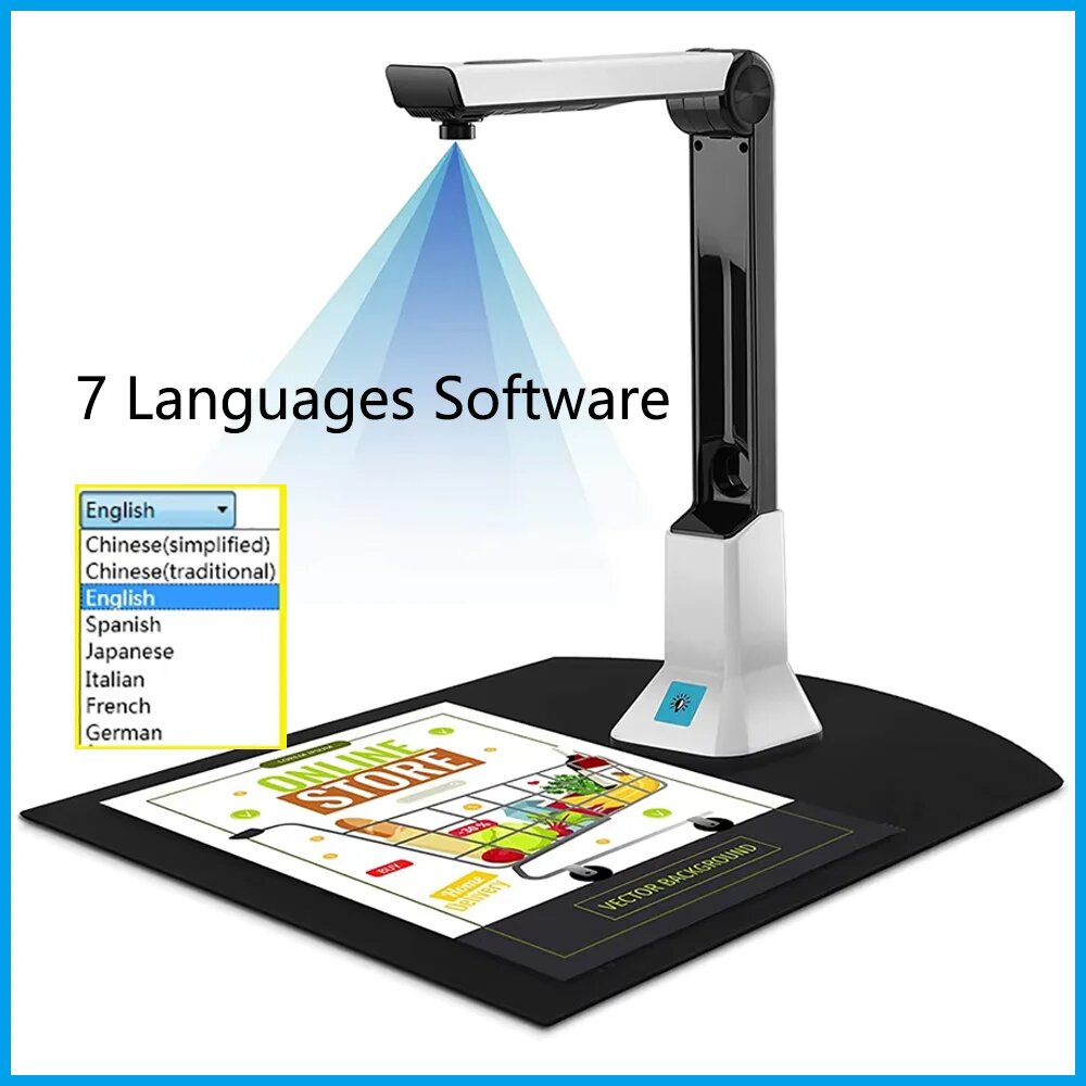 Портативный сканер документов формата А4, 8-мегапиксельный книжный сканер, камера документов, бумажные файлы формата А4, настольный сканер высокой четкости, документы