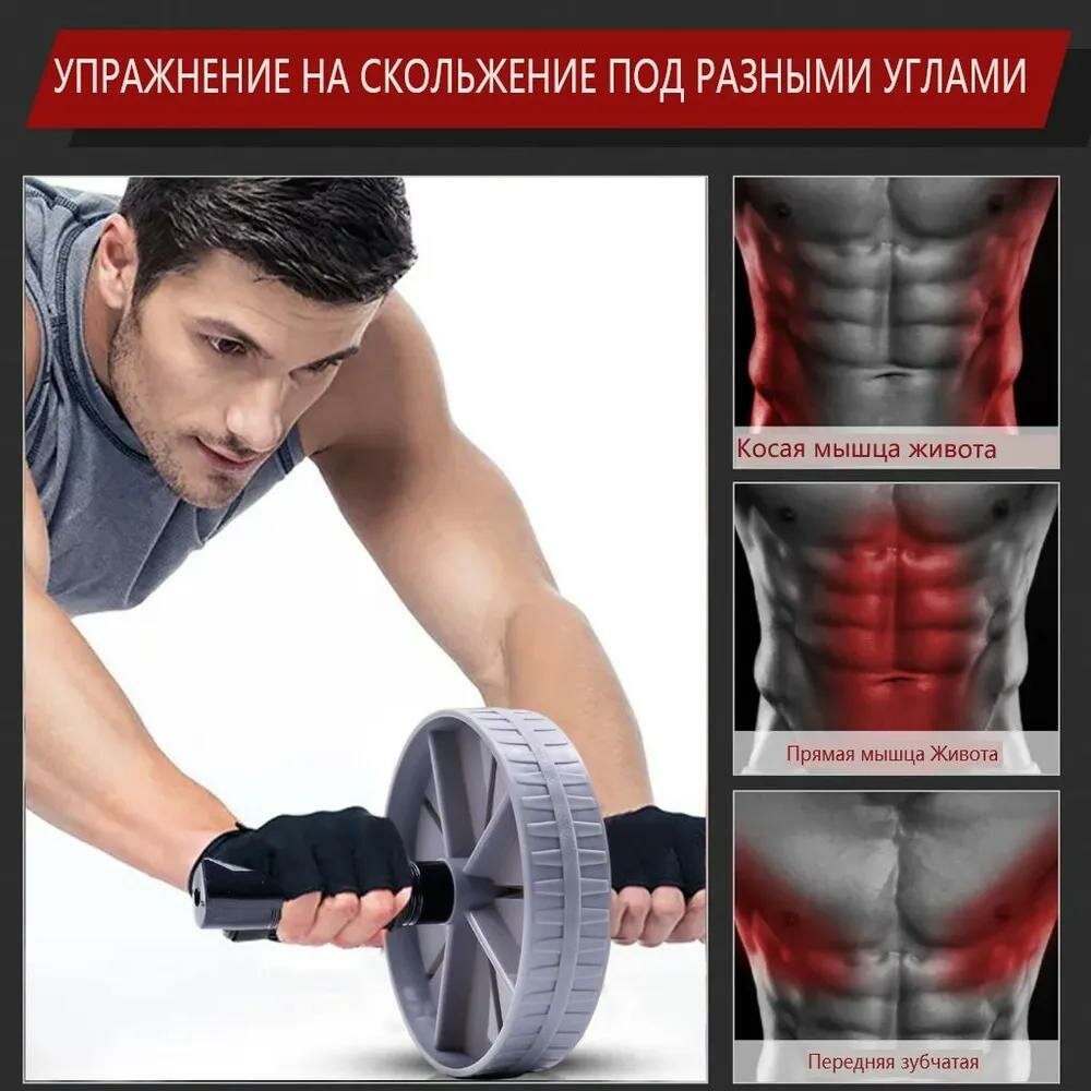 Роллер для тренировки ядра мышц, цвет серебристый, длина 15 см, ширина 15 см, количество 1 шт, упаковка содержит 1 ролик, 2 ручки, 1 палка, артикул 1954611830, страна происхождения Китай, срок гарантии 3 года, материал ABS, для взрослых, тренирует грудь,