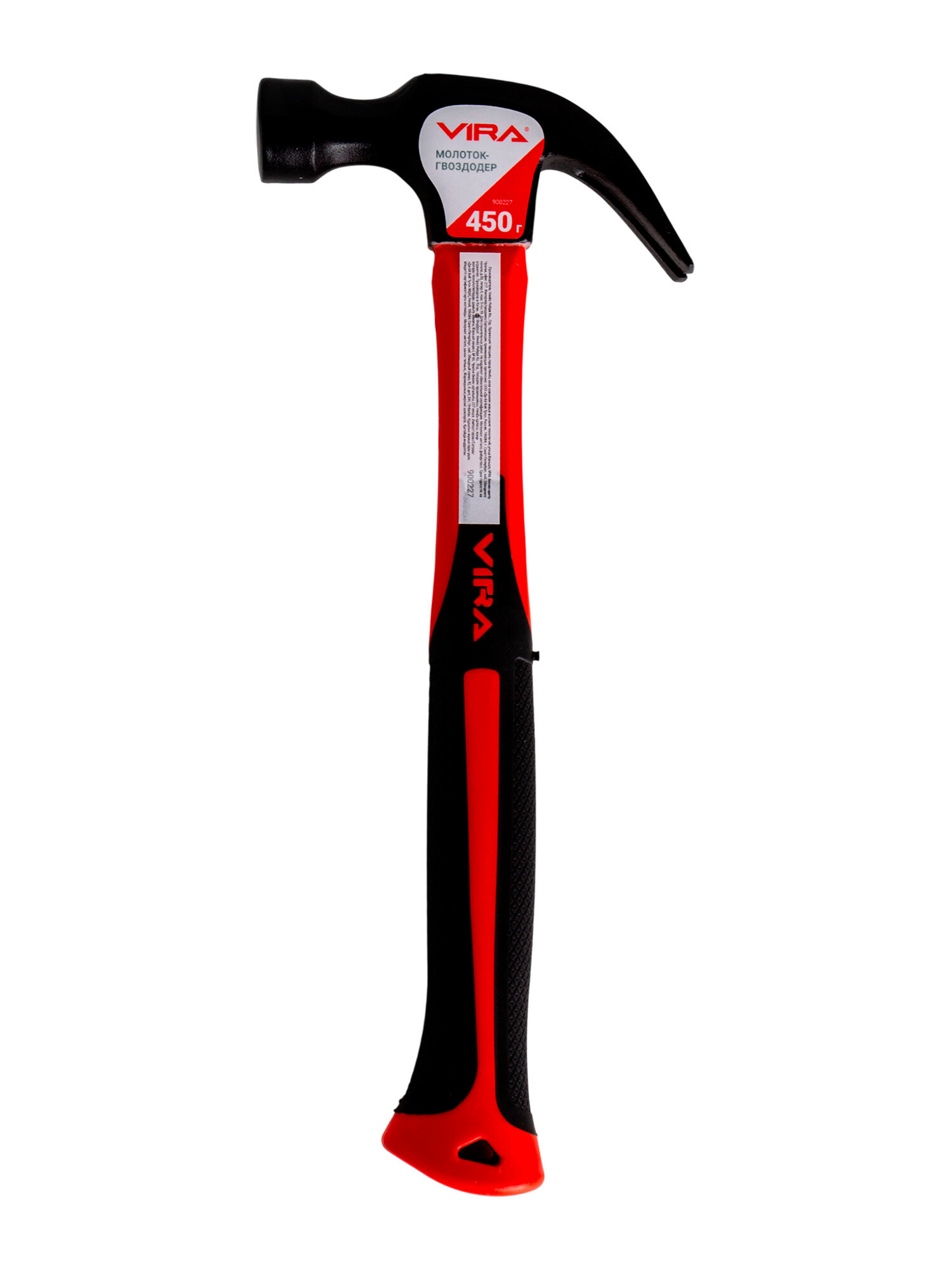 Молоток с гвоздодером с фиберглассовой рукояткой 450 гр VIRA — фото 1