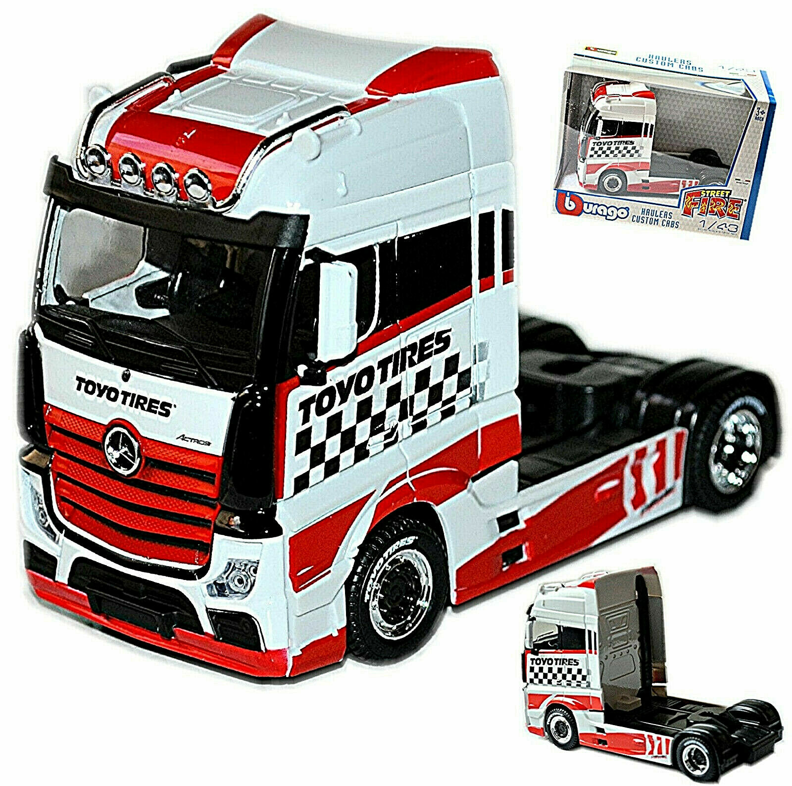 Модель коллекционная BBURAGO Mercedes-benz actros gigaspace customs toyo tires 2020 white