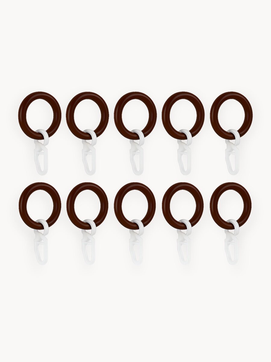 Кольца Арт-Декор для штор с крючком, диаметр 20 мм, коричневый, 10 шт.