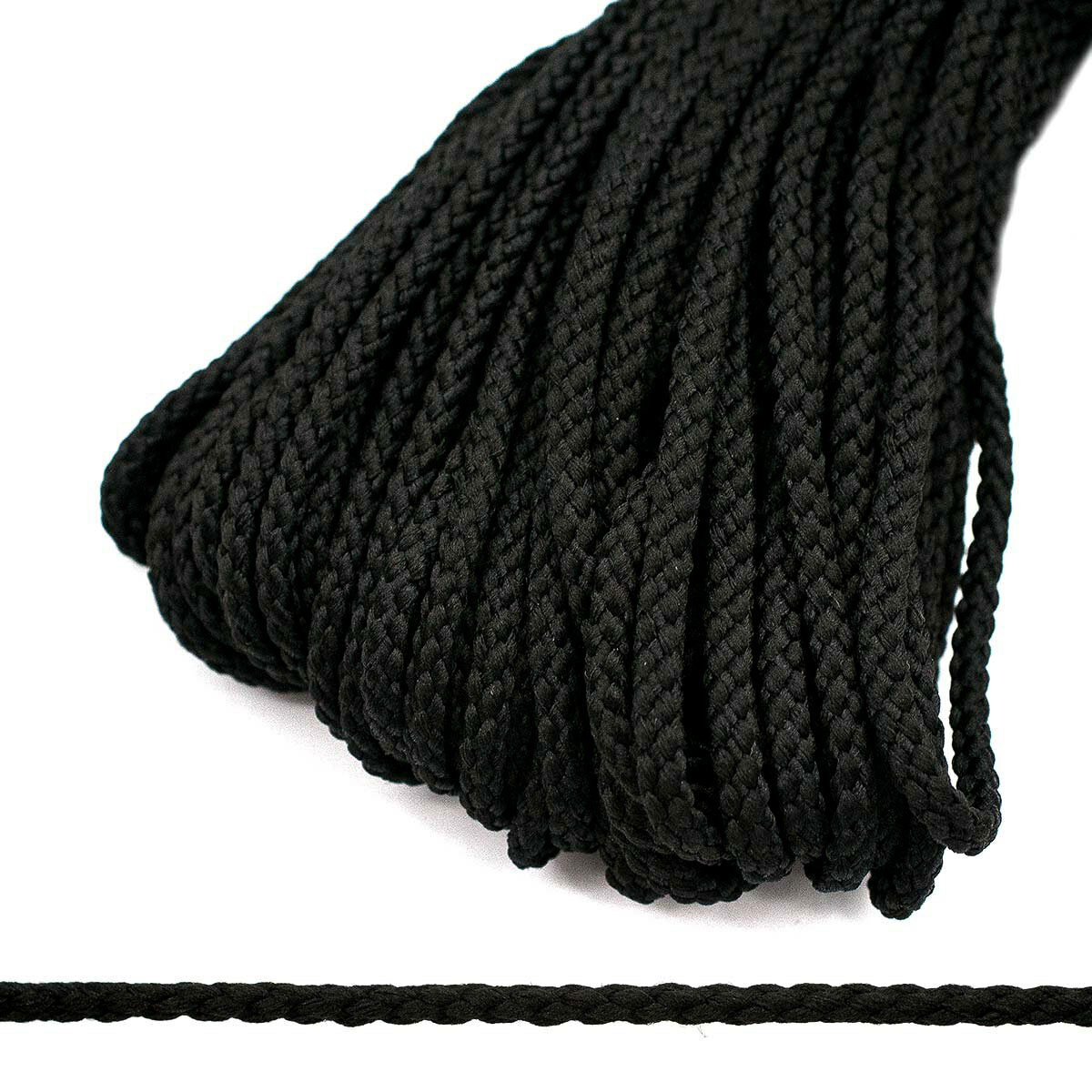 Шнур отделочный плетеный С831, 4 мм*30 м (черный)