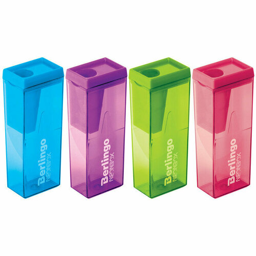 Точилка пластиковая Berlingo NeonBox 1 отверстие, контейнер, ассорти, 252131