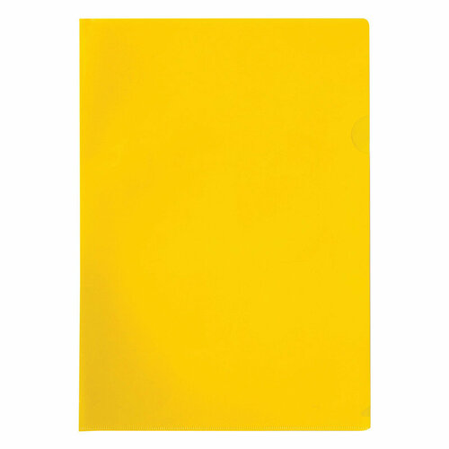 Папка-уголок OfficeSpace А4, 100мкм, пластик, прозрачная желтая, 60 штук, 254334